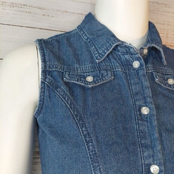 Blue White Sleeveless Girls sz Large Dress - Picture 6 of 8